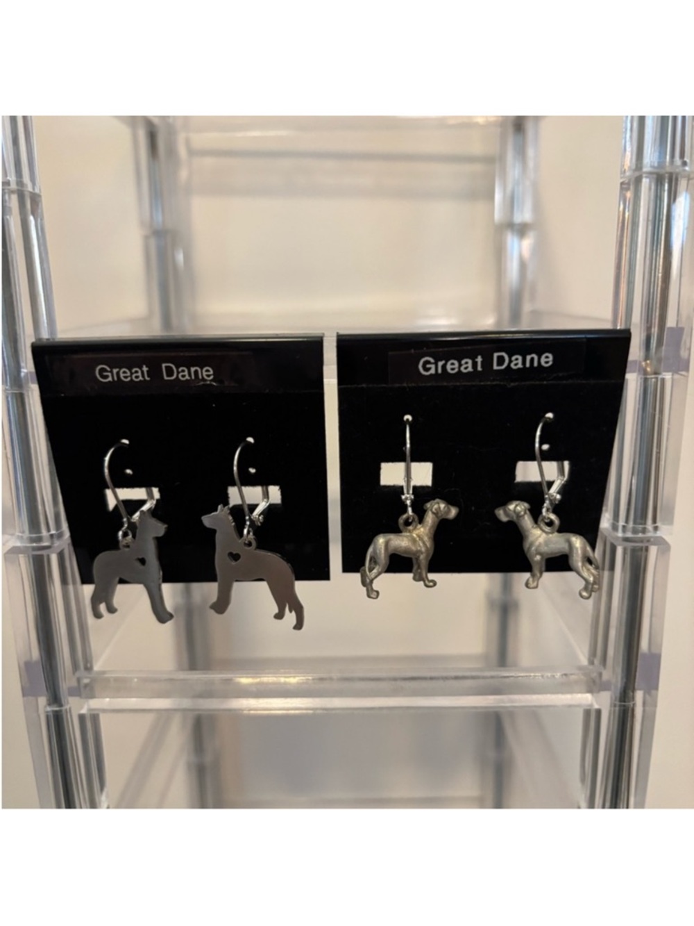 Great Dane Silver Dog Charm Earrings - Pair